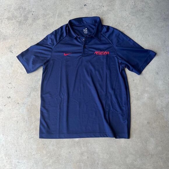 Nike ASU Arizona State University Navy Polo Dri Fit Men size M red Swoosh - Picture 1 of 2